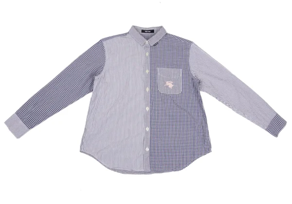 Ne-net Check Stripe Switching Rabbit Embroidery Long-sleeved Shirt K-168981_002