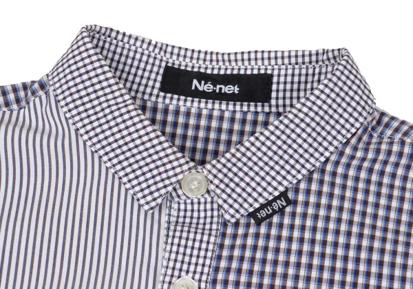 Ne-net Check Stripe Switching Rabbit Embroidery Long-sleeved Shirt K-168981_004