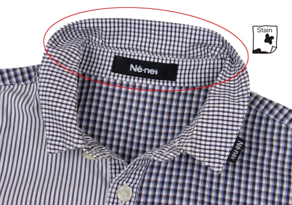 Ne-net Check Stripe Switching Rabbit Embroidery Long-sleeved Shirt K-168981_005