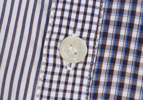 Ne-net Check Stripe Switching Rabbit Embroidery Long-sleeved Shirt K-168981_007