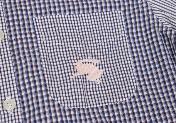 Ne-net Check Stripe Switching Rabbit Embroidery Long-sleeved Shirt K-168981_008