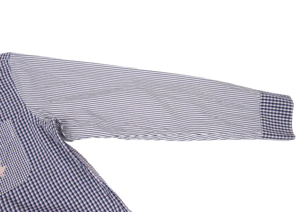 Ne-net Check Stripe Switching Rabbit Embroidery Long-sleeved Shirt K-168981_010