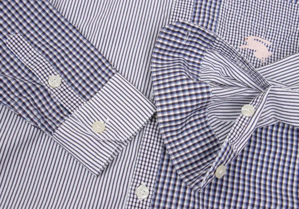 Ne-net Check Stripe Switching Rabbit Embroidery Long-sleeved Shirt K-168981_011