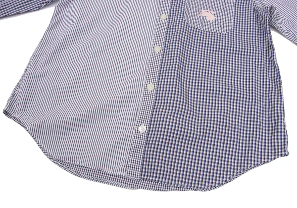 Ne-net Check Stripe Switching Rabbit Embroidery Long-sleeved Shirt K-168981_012