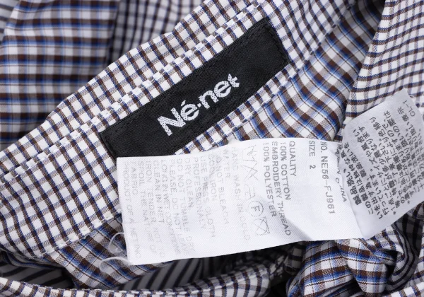 Ne-net Check Stripe Switching Rabbit Embroidery Long-sleeved Shirt K-168981_017