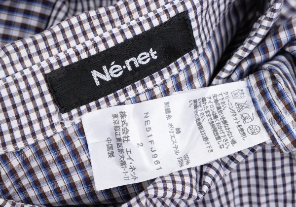 Ne-net Check Stripe Switching Rabbit Embroidery Long-sleeved Shirt K-168981_018