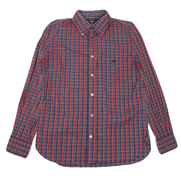 CABANE de zucca Checked Stripe Long-sleeved Shirt Navy,Red S K-168983_001