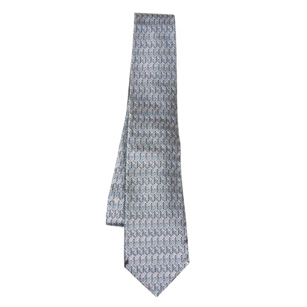 GUCCI Silk Geometric Pattern Tie Grey,Sky blue  K-168993_001