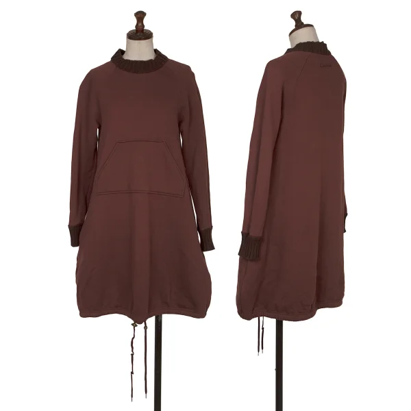 Jean Paul GAULTIER CLASSIQUE Cotton Brushed Lining Ribbed Sweatshirt Dress Bordeaux 40 K-168994_001
