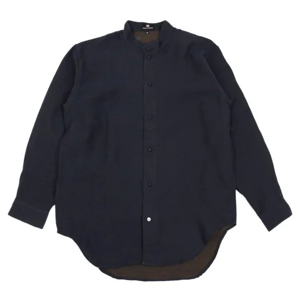 ISSEY MIYAKE im Wool Cotton Mao Collar Shirt Navy M K-169000_001