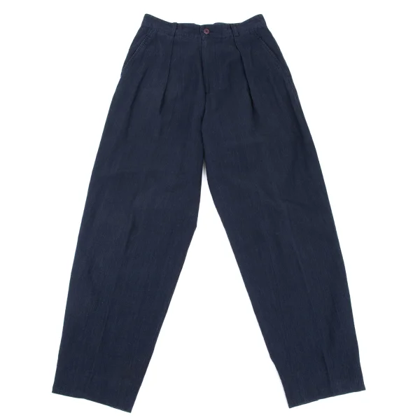 ISSEY MIYAKE MEN Cotton Linen Tuck Pants Navy S K-169003_001