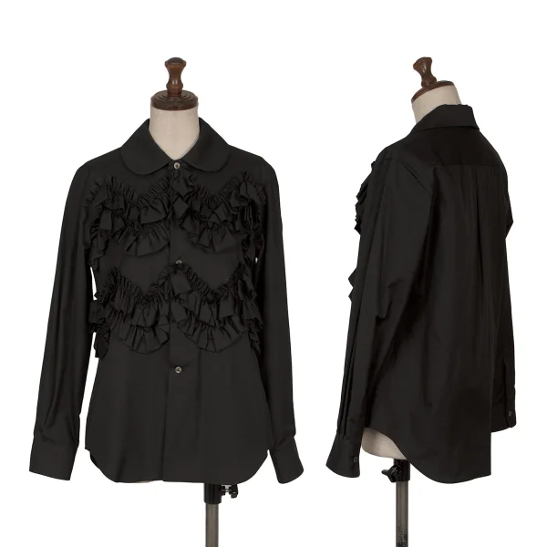 COMME des GARCONS Front Frill Round Collar Shirt Black XS K-169009_001