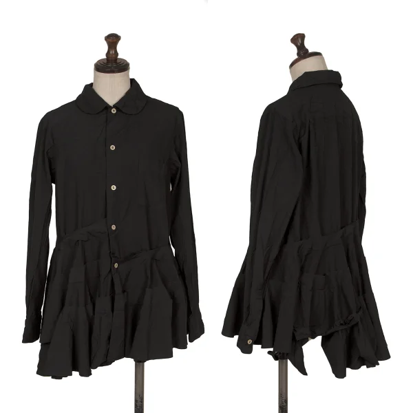 COMME des GARCONS Tiered Hem Round Collar Shirt Black XS K-169010_001