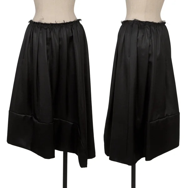 COMME des GARCONS Waist Cut-off Design Shiny Skirt Black XS K-169013_001