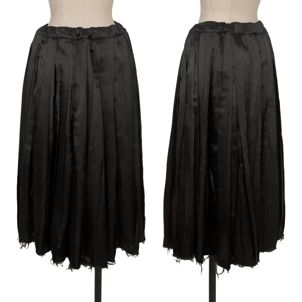 COMME des GARCONS Poly Cut-off Hem Design Wrinkled Pleats Skirt Black XS K-169014_001