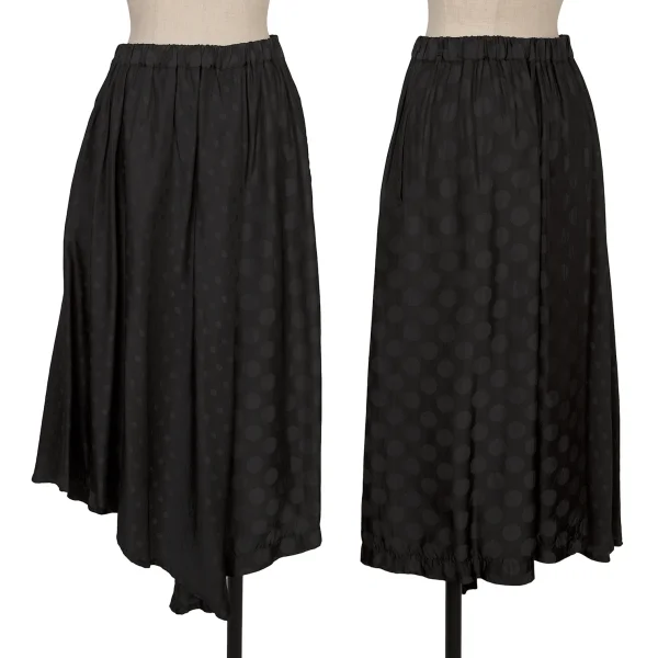 Y's Dot Jacquard Switching Design Cupra Skirt Black 2 K-169015_001