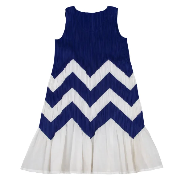 PLEATS PLEASE Zigzag Switching Sleeveless Pleated Tunic K-169020_002