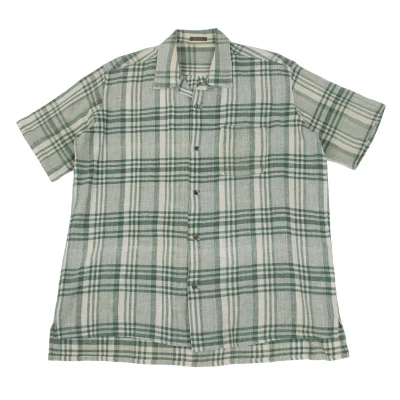 Y's for men Cotton Check Open Collar Shirt