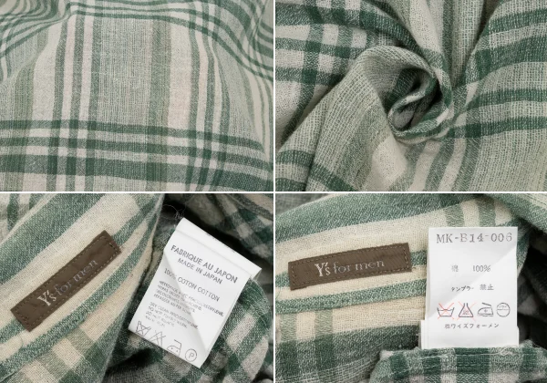 Y's for men Cotton Check Open Collar Shirt K-169028_018