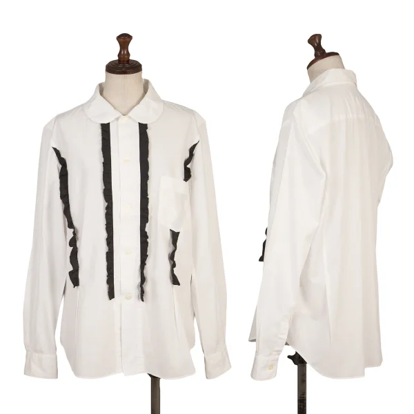 BLACK COMME des GARCONS Frill Front Cotton Shirt White L K-169029_001