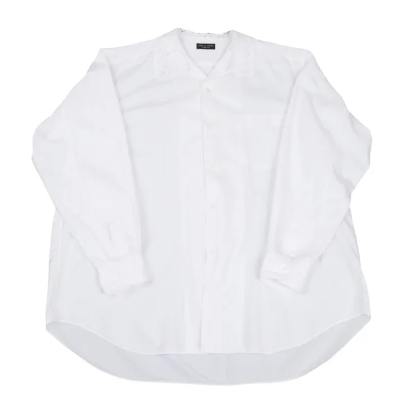 COMME des GARCONS HOMME PLUS Lace Collar Cotton Shirt White S-M K-169030_001