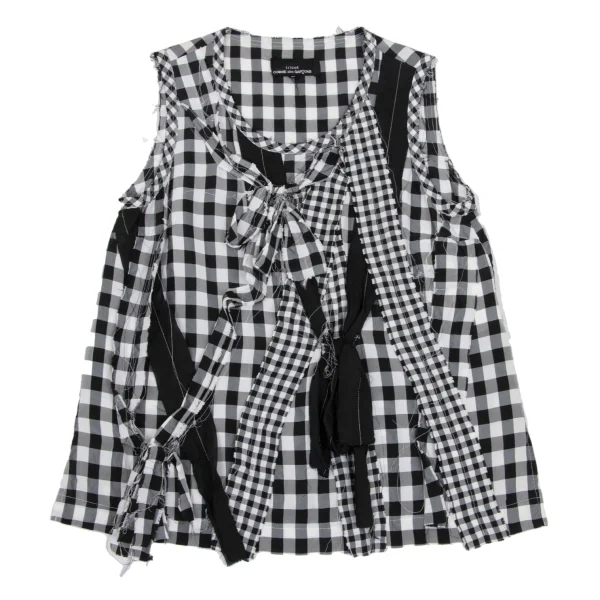 tricot COMME des GARCONS Cut-off Ribbon Design Check Sleeveless Blouse K-169032_002