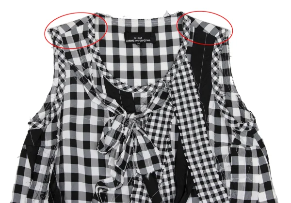 tricot COMME des GARCONS Cut-off Ribbon Design Check Sleeveless Blouse K-169032_003