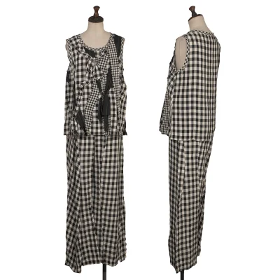 tricot COMME des GARCONS Cut-off Ribbon Design Check Sleeveless Blouse & Pants