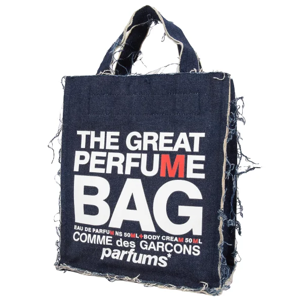 COMME des GARCONS PARFUM Logo Printed Denim Tote Bag  Indigo  K-169063_001