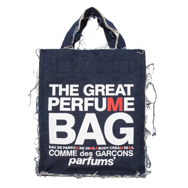 COMME des GARCONS PARFUM Logo Printed Denim Tote Bag K-169063_002