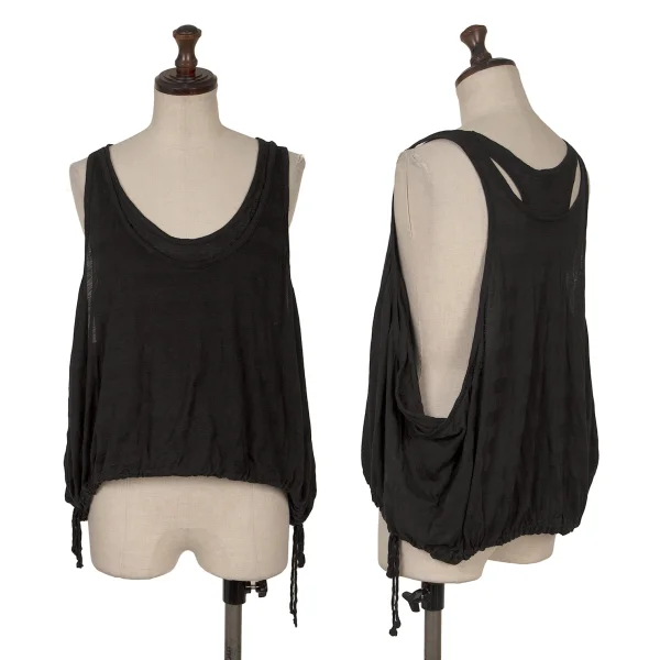 Y's Shadow Striped Layered Tank Top Black 2 K-169068_001