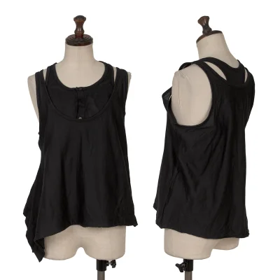 Y's Cotton Layered Asymmetrical Tank Top