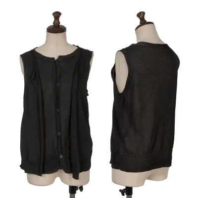 Y's Blended Mesh Layered Sleeveless Cardigan