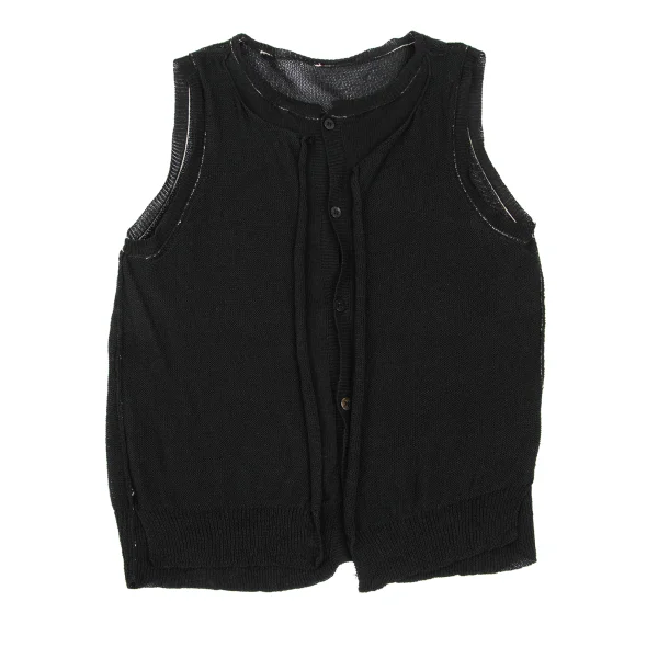 Y's Blended Mesh Layered Sleeveless Cardigan K-169070_002