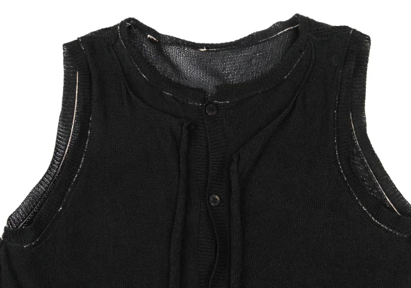 Y's Blended Mesh Layered Sleeveless Cardigan K-169070_003