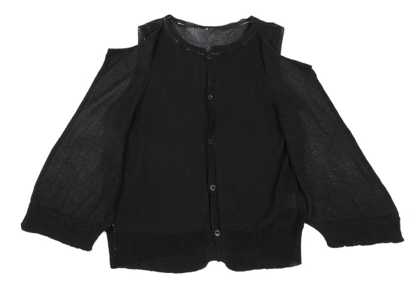 Y's Blended Mesh Layered Sleeveless Cardigan K-169070_007