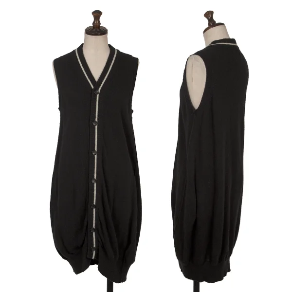 Y's Nylon Sleeveless Long Cardigan Black,White 2 K-169071_001