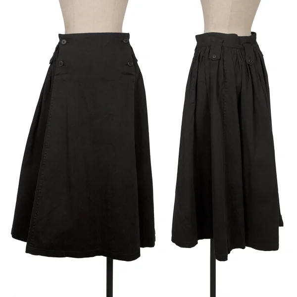 Y's Cotton Gathered Waist Skirt Black 2 K-169072_001