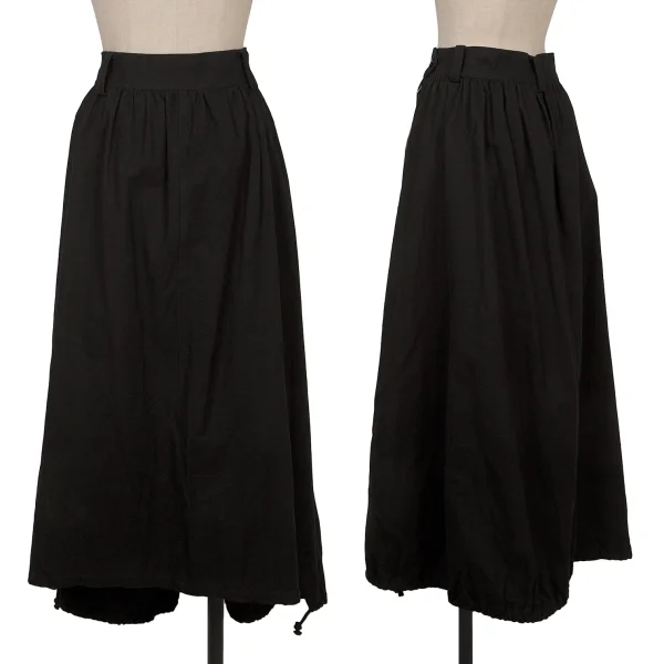 Y's Cotton Linen Hem Cord Skirt Black 3 K-169073_001