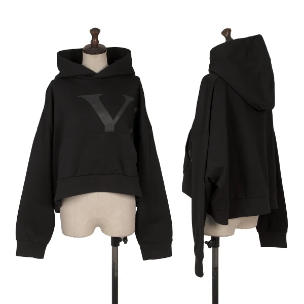Y's Cotton Big Logo Print Hoodie Black 2 K-169076_001