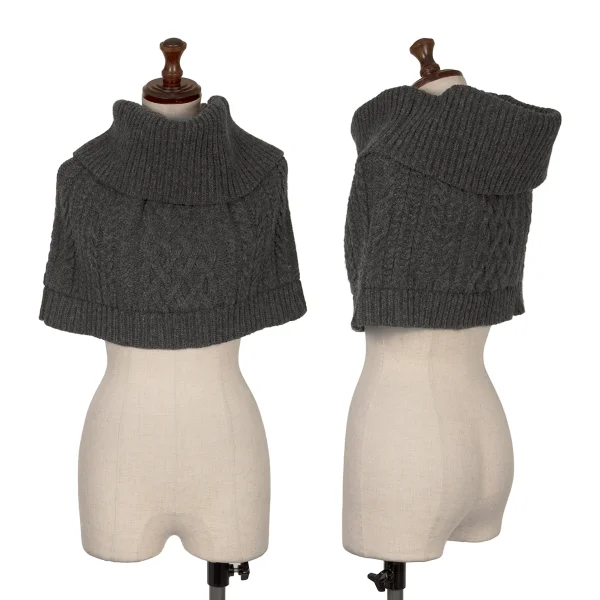 Y's Wool Nylon Cable Knit Neck Warmer Grey  K-169080_001
