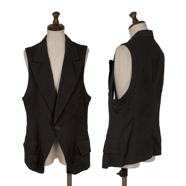 Y's Red Label Cotton Rayon Sleeveless Vest Black 3 K-169087_001