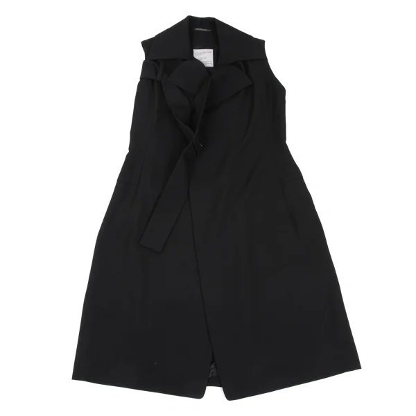 Yohji Yamamoto FEMME Wool Gabardine Belted Sleeveless Jacket K-169099_002
