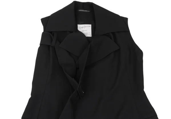 Yohji Yamamoto FEMME Wool Gabardine Belted Sleeveless Jacket K-169099_003
