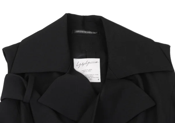 Yohji Yamamoto FEMME Wool Gabardine Belted Sleeveless Jacket K-169099_004