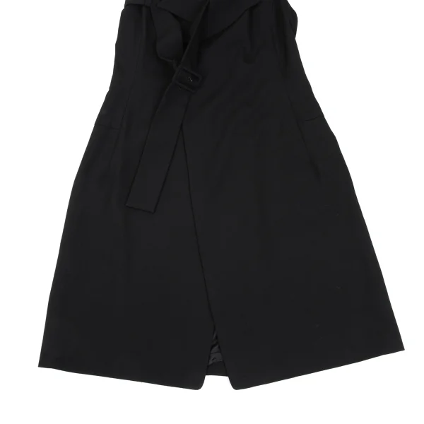 Yohji Yamamoto FEMME Wool Gabardine Belted Sleeveless Jacket K-169099_006