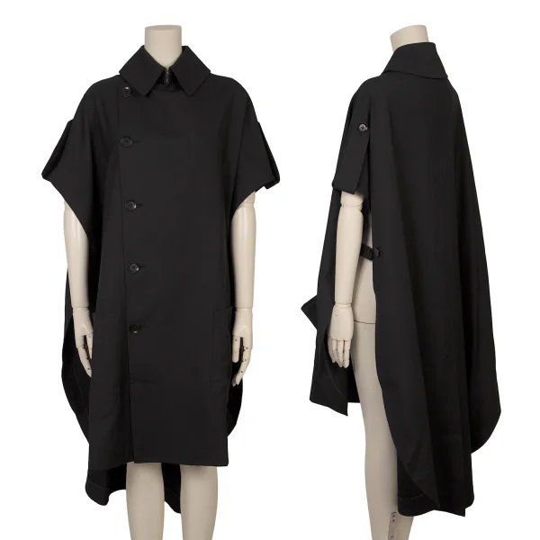 Ground Y Wool Blend Trench Cape Coat Black 1 K-169102_001