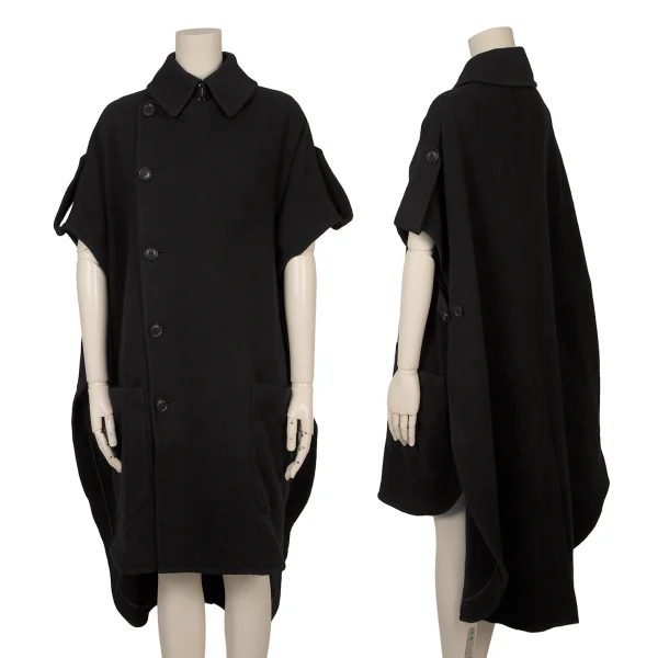 Ground Y Wool Blend Trench Cape Coat Black 1 K-169103_001