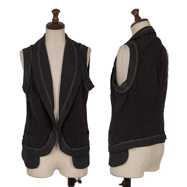 LIMI feu Dyed Cutting Shawl Collar Vest Black S K-169105_001