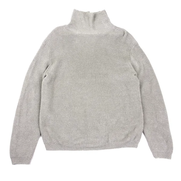 MARGARET HOWELL Linen Wool High-neck Knit Sweater Grey,Beige L K-169110_001